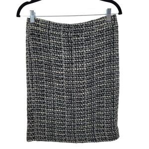 J. Crew Wool Tweed The Pencil Skirt 0 Gray‎ Black Twee Plaid Academia Career